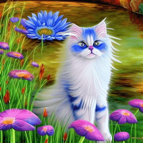 Ragdoll Cat Wildflowers Watercolor Graphic Creative Fabrica