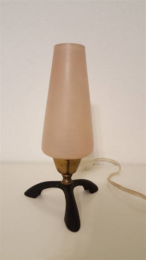 Midcentury Rockabilly Warm Desk Lamp Glas Lampshade Brass Connection