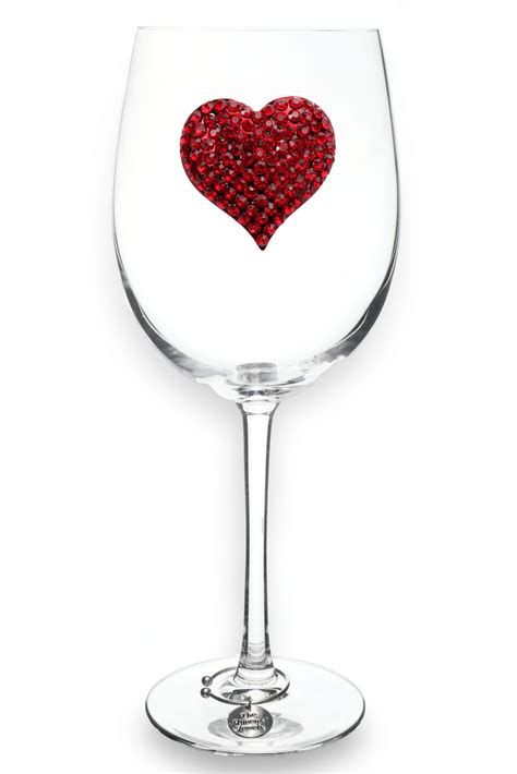 The Queens Jewels Red Heart Jeweled Glassware Wine Glasses Unique