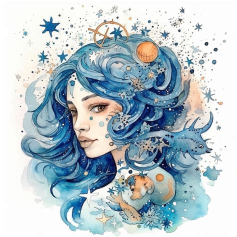 Premium Ai Image Aquarius Zodiac Sign Watercolor Paint Created With