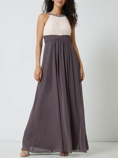 Jake S Cocktail Abendkleid Aus Chiffon Mit Ziersteinen Taupe Online