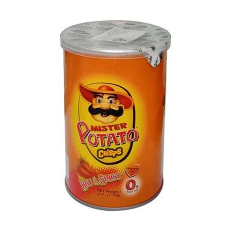 Mister Potato Crisps Hot Spicy Can 75gm