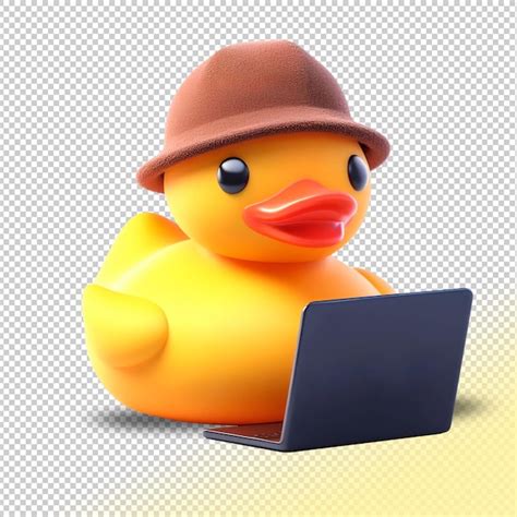 Premium Psd Psd Yellow Rubber Duck Hacker On A Transparent Background