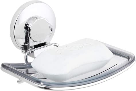 LEVERLOC Chrome Suction Cup Soap Dish Soap Holder For Shower Wall