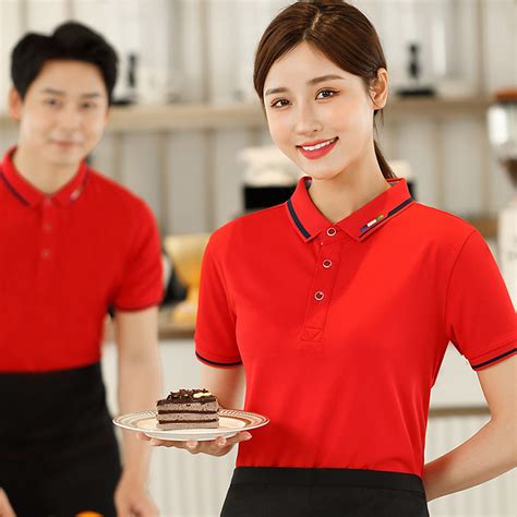 Pure Cotton Breathable Short Sleeved Uniform Staff Uniform Work Uniform Hotel Restaurant Hotel