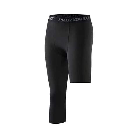 Mens 3 4 One Leg Compression Capri Tights Pants Athletic Base Layer