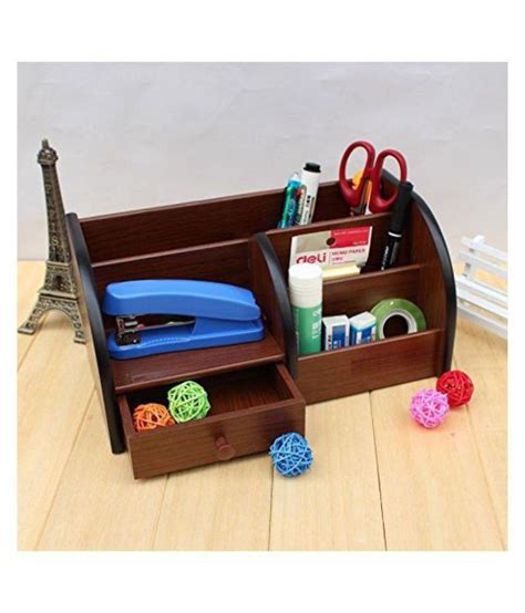 Helloperfect Multi Functional Wooden Desk Organiser Pen Standpencil