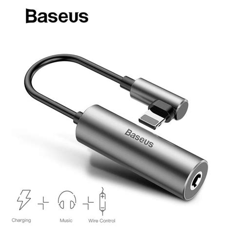 Baseus 2 In 1 Aux Audio Cable Splitter For Iphone Xs Max 7 Extension Usb Cable Adapter For