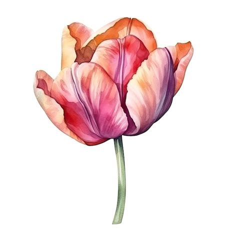 Premium Photo Watercolor Tulip Isolated On White Background