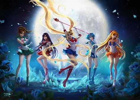 Hd Wallpaper Anime Girls Sailor Moon Sexy Anime Group Of People Sea Wallpaper Flare