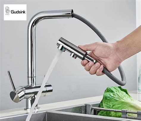 Pull Out Kitchen Sink Tap Handle Hot And Cold Water Filtered Tap Basin Kitchen Faucet Ss