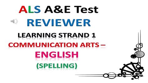 Video Als A E Test Reviewer English Spelling Learning Strand