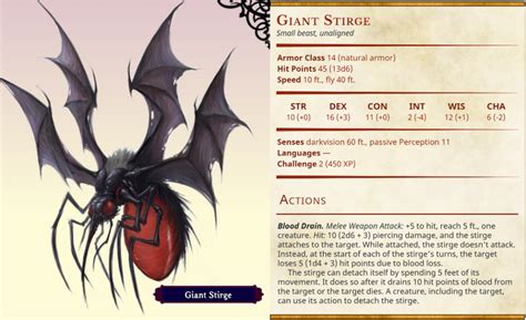 Giant Stirge (conversion from Pathfiner, CR 2) : monsteraday Warhammer Fantasy Roleplay, Dnd 5e ...