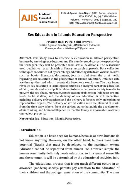 Pdf Sex Education In Islamic Education Perspective