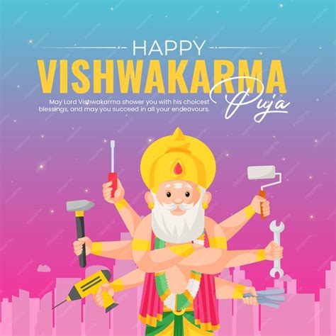 Premium Vector Banner Design Of Hindu God Happy Vishwakarma Puja An