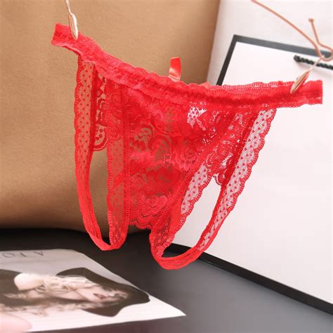 Panties For Women Sexy Low Rise Lace Cut Out Mesh Lingerie Crotchless Panty Sexy Clothes For