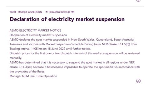 Dylan McConnell On Twitter AEMO Suspends National Electricity Market