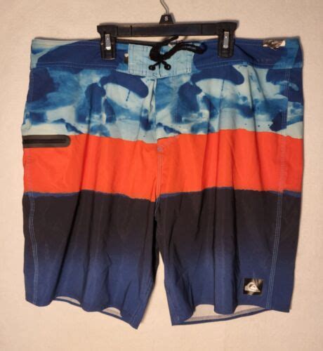 Quicksilver Board Shorts 38 Red Blue Gem