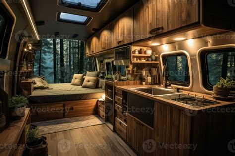 Cozy interior in the trailer of motorhome, Generative AI 33647564 Stock ...