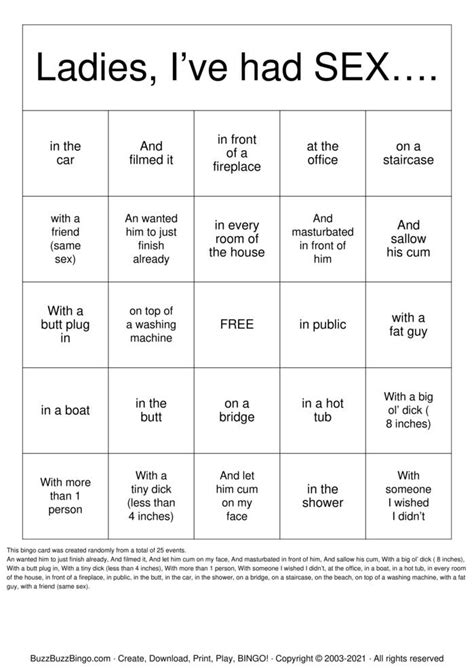 Sex Bingo Ladies Bingo Cards To Download Print And Customize