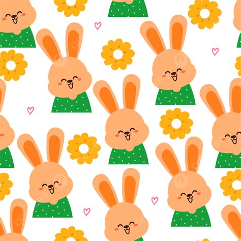 Cute Seamless Pattern Bunny And Flower Seamless Pattern Bunny Flower