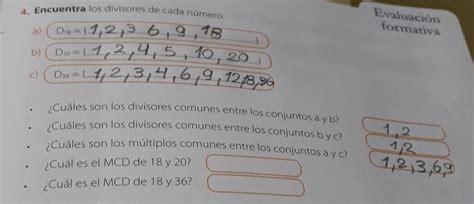 4 Encuentra los divisores de cada númeroformativab DioDuCuáles son