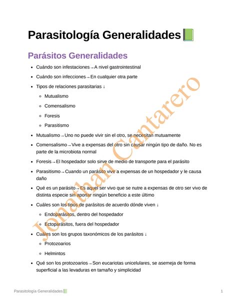 Solution Parasitolog A Generalidades Studypool