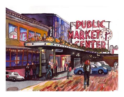 Pike Place Market Painting at PaintingValley.com | Explore collection ...