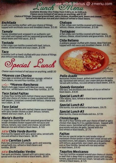 Online Menu Of Marias Mexican Restaurant Restaurant Atchison Kansas 66002 Zmenu