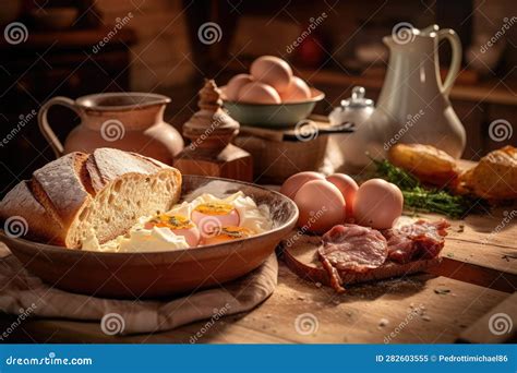 Farmhouse Breakfast Stock Illustration Illustration Of Appetizing