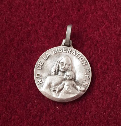 Vintage French Virgin Mary Religious Medal Catholic Mary Pendant Our