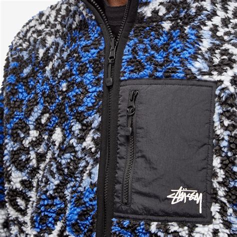 Stussy Sherpa Reversible Jacket Blue Leopard END