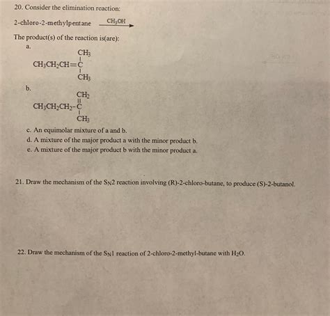 Solved 20 Consider The Elimination Reaction Chegg