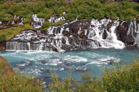 Hraunfossar Island Lizenzfreies Bild Bildagentur