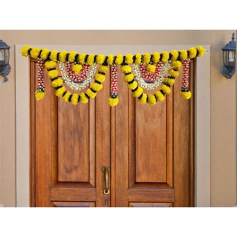 Afarza Artificial Marigold Flower Toran Garlands Handmade Bandhanwar