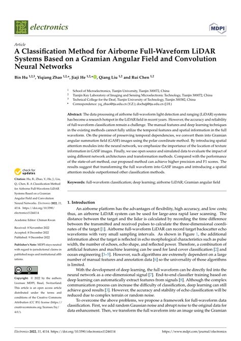 Pdf A Classification Method For Airborne Full Waveform Lidar Systems