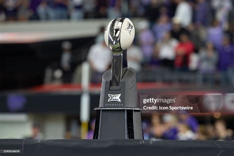 The Big 12 Championship Trophy Sits On The Podium During The Big 12