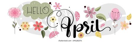 Hello April April Month Vector Flowers Stock Vector Royalty Free