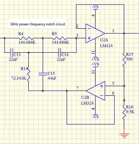 50hz Power Frequency Notch Circuit 4 Filter And Secondary Amplifier Download Scientific