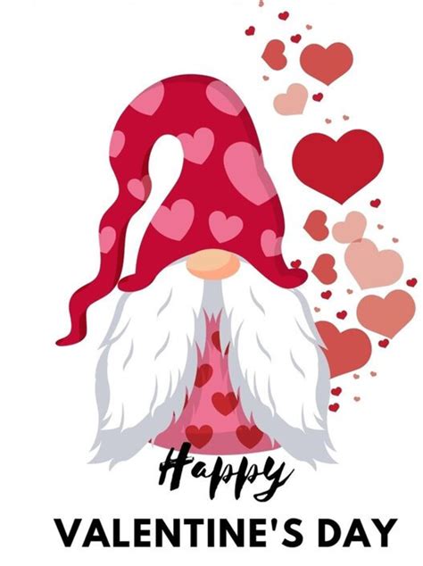 Valentine Gnomeprintable Valentine Gnome Card Happy Etsy