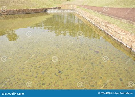 Stone Lake Stone Path With Cobblestone Background In Luxury Tourist