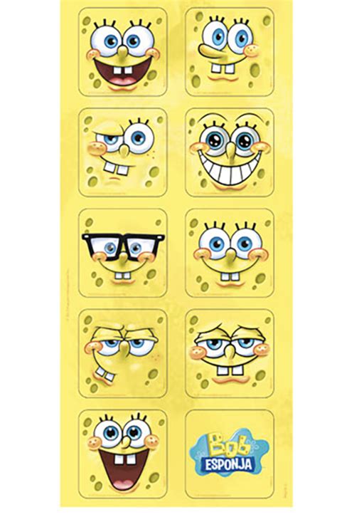 Adesivo quadrado Bob Esponja - 30 unidades