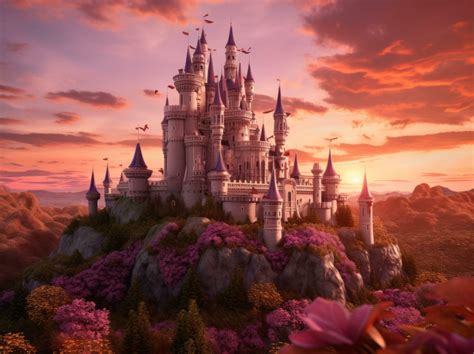 Magic castle in sunset 26829922 Stock Photo at Vecteezy