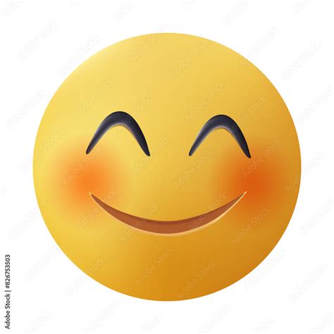 Smiling Emoticon With Happy Eyes And Rosy Cheeks D Illustration Shy