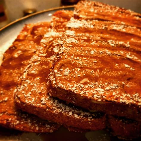 [homemade] French Toast With Coconut Nutella Peanut Butter Spread Topped With Powdered Sugar