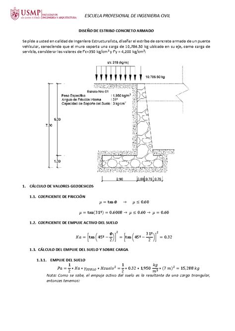 Diseño De Muro De Concreto Armado Escuela Profesional De Ingenieria Civil DiseÑo De Estribo