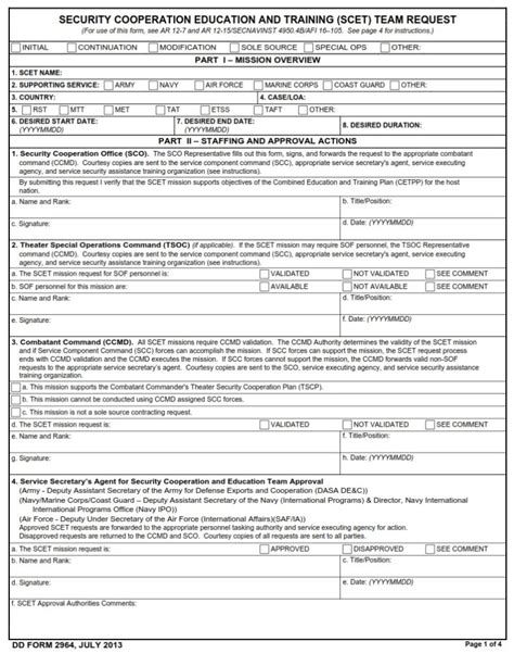 Dd Form 2964 Security Cooperation Education And Training Scet Team