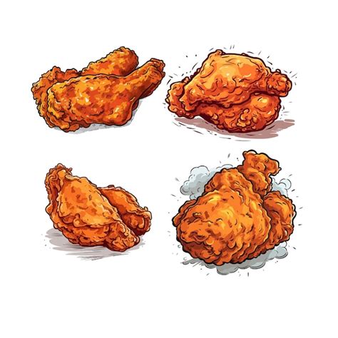 Cartoon Fried Chicken Illustration Premium Ai Generated Vector