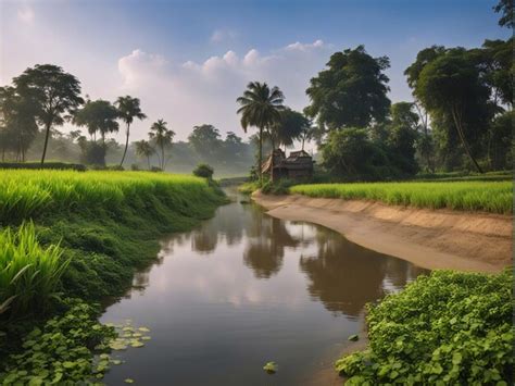 Premium Photo | Natural beauty of Bangladesh with village river