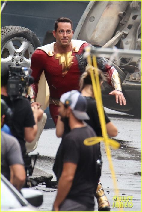 Zachary Levi Films New Action Scenes In A Cinged Suit For Shazam Fury